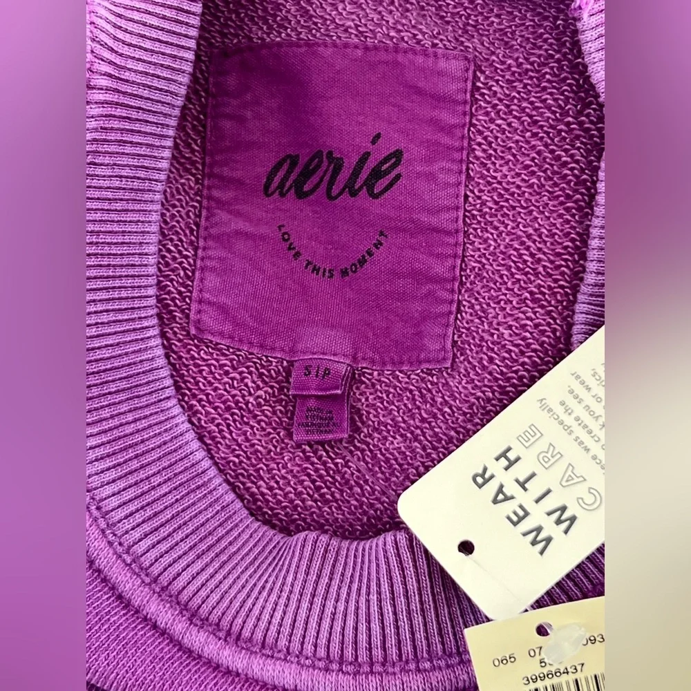 Aerie Chill Crew Sweatshirt Purple - Picture 7 of 7